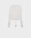 Mango Women's Crochet Bow Closure Cardigan