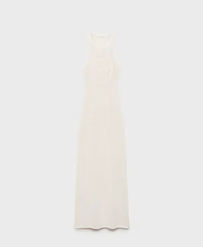 Mango Women's Crochet Cotton Dress In White