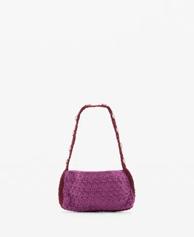 Mango Crochet Handbag Purple In Violet