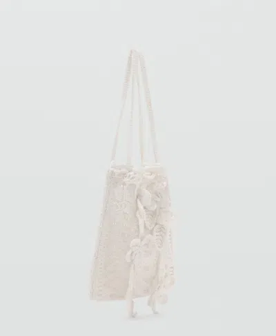 Mango Women's Crochet Handbag In White