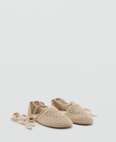 Mango Women's Crochet Lace-up Sandals In Neutral