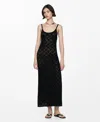 Mango Robe Longue Crochet In Black