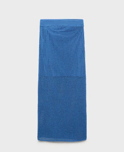 Mango Women's Crochet Long Skirt In Blue