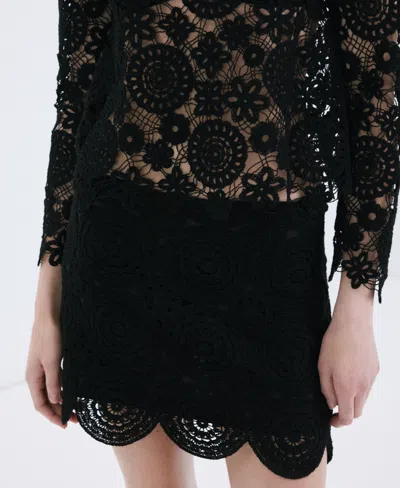 Mango Women's Crochet Mini Skirt In Black
