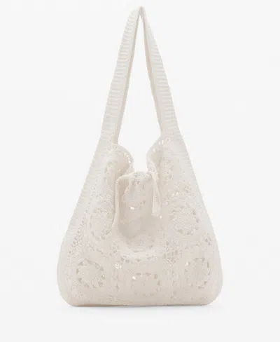 Mango Women's Crochet Shopper Bag In White