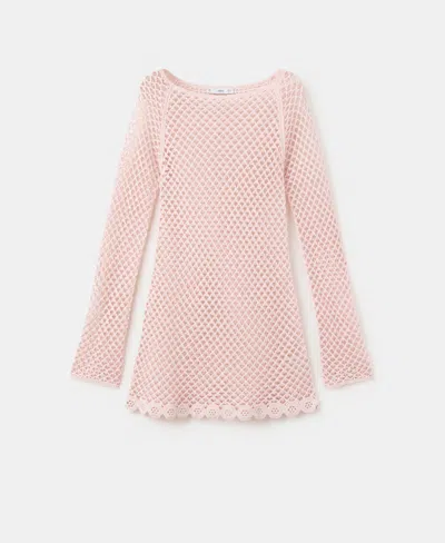 Mango Women's Crochet Short Dress In Pink