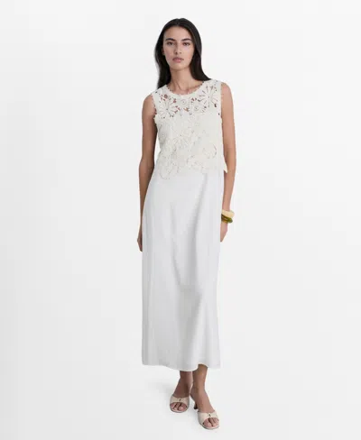 Mango Women's Crochet Top Midi Dress In Off White