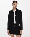 Mango Buttoned Cropped Jacket Black In Black