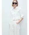 Mango Pockets Denim Jacket In White