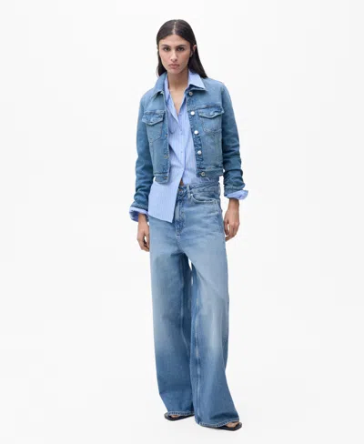 Mango Women's Crop Denim Jacket In Medium Blue