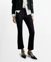 Mango Sienna Waxed Crop Flare Jeans In Black