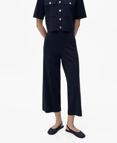 Mango Women's Crop Knit Pants In Black