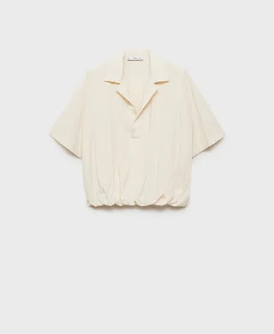 Mango Puffed Cropped Shirt In Gray