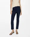 Mango Crop Skinny Trousers Navy In Navy
