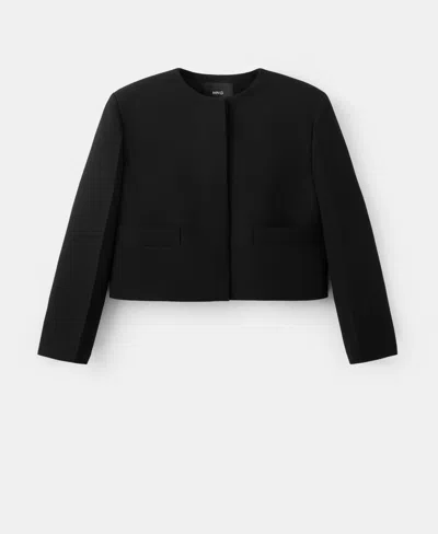 Mango Women's Crop Suit Blazer In Black