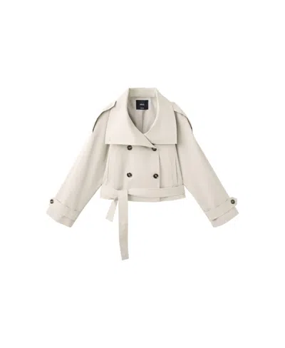 Mango Women's Cropped Double-breasted Trench Coat In Light,pastel Gray