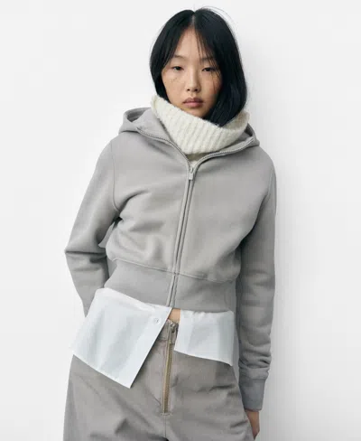 Mango Women's Cropped Hoodie Sweatshirt In Gray