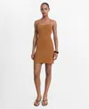 Mango Lurex Knit Dress With Crossed Back Copper In Brown