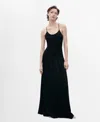 Mango Combined-fabric Long Dress Black In Black