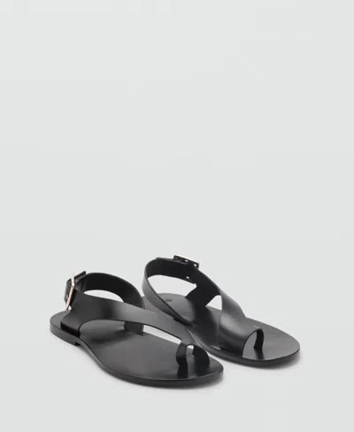 MANGO WOMEN'S CROSS STRAP LEATHER SANDALS