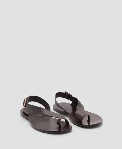 MANGO WOMEN'S CROSS STRAP LEATHER SANDALS