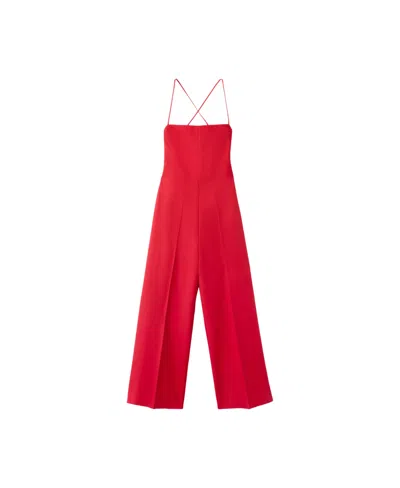 Mango Women's Cross-back Linen Blend Playsuit In Red