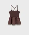 Mango Combined Fabric Top With Crossed Back Brown In Brown
