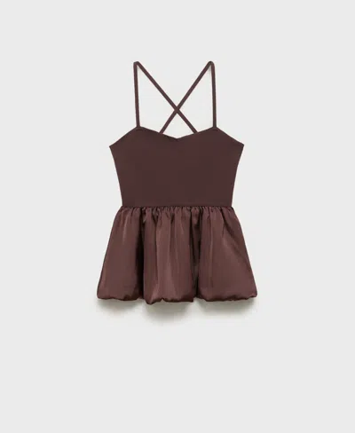MANGO WOMEN'S CROSSED BACK COMBINED FABRIC TOP