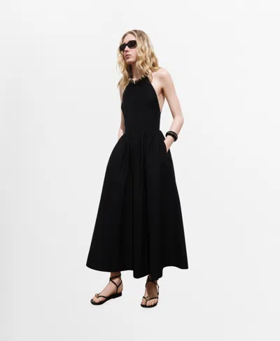 MANGO WOMEN'S CROSSED BACK HALTER DRESS