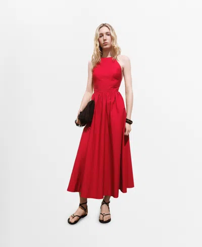 MANGO WOMEN'S CROSSED BACK HALTER DRESS