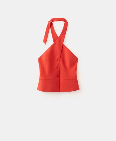 Mango Women's Crossed Lyocell Vest In Clementine