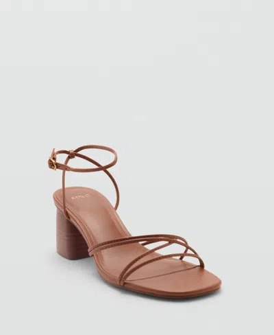 MANGO WOMEN'S CROSSED STRAP HEELED SANDALS