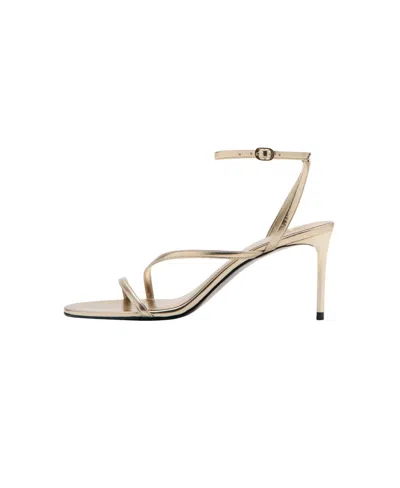 Mango Women's Crossed-strap Stiletto Heel Ankle Strap Sandals In Gold