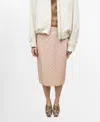 Mango Women's Crystal Appliques Detail Midi Skirt In Pastel Pink