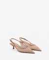 Mango Crystal Pointed Toe Kitten Heel Slingback Pump In Nude