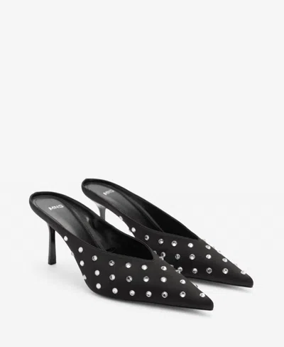 Mango Women's Crystal Slingback Heeled Shoes In Black