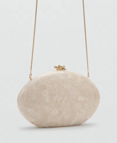 Mango Women's Cultivated Pearl-effect Clutch Bag In Ivory White