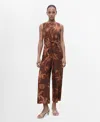 Mango Lyocell Jumpsuit Cut Out Knot Detail Brown In Brown