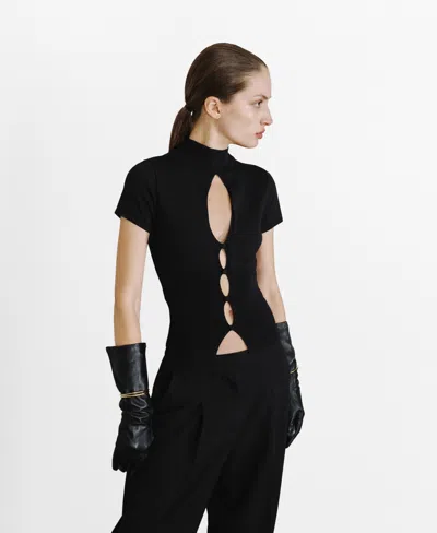 Mango Perkins Neck Cut-out Jumper Black