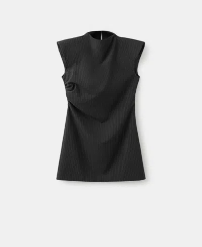 Mango Women's Cut-out Pinstripe Dress In Black