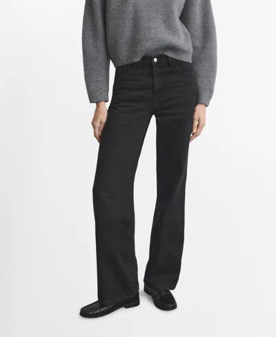 Mango Women's Danila High-waisted Wide-leg Jeans In Black