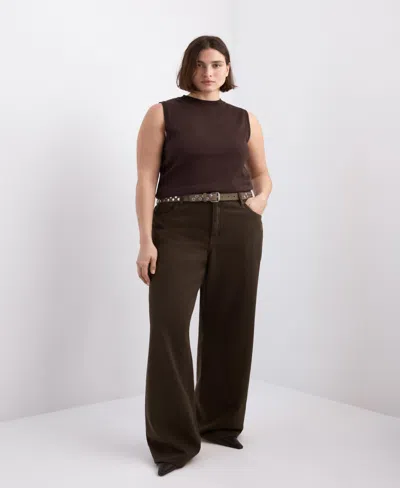Mango Women's Danila High-waisted Wide Leg Jeans In Brown