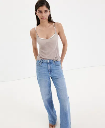 Mango Women's Danila High-waisted Wide Leg Jeans In Open Blue