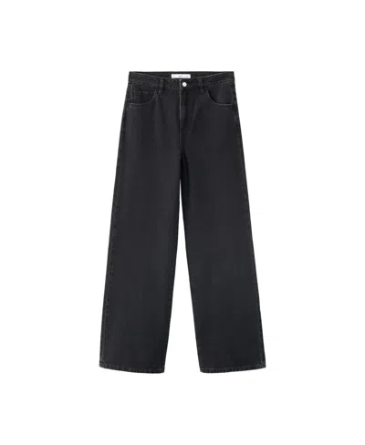 Mango Women's Danila High-waisted Wide-leg Jeans In Black Denim