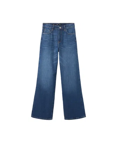Mango Women's Danila High-waisted Wide-leg Jeans In Dark Blue
