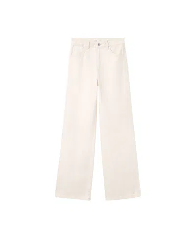 Mango Women's Danila High-waisted Wide-leg Jeans In Ecru