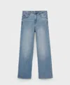 Mango High Waist Straight Leg Jeans In Blue