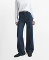 Mango Danila Raw Hem High Waist Wide Leg Jeans In Blue