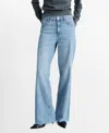 Mango Danila Wide Leg Jeans In Medium Blue