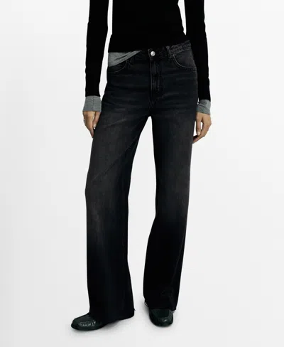 Mango Women's Danila Wide Leg High-rise Jeans In Black Denim